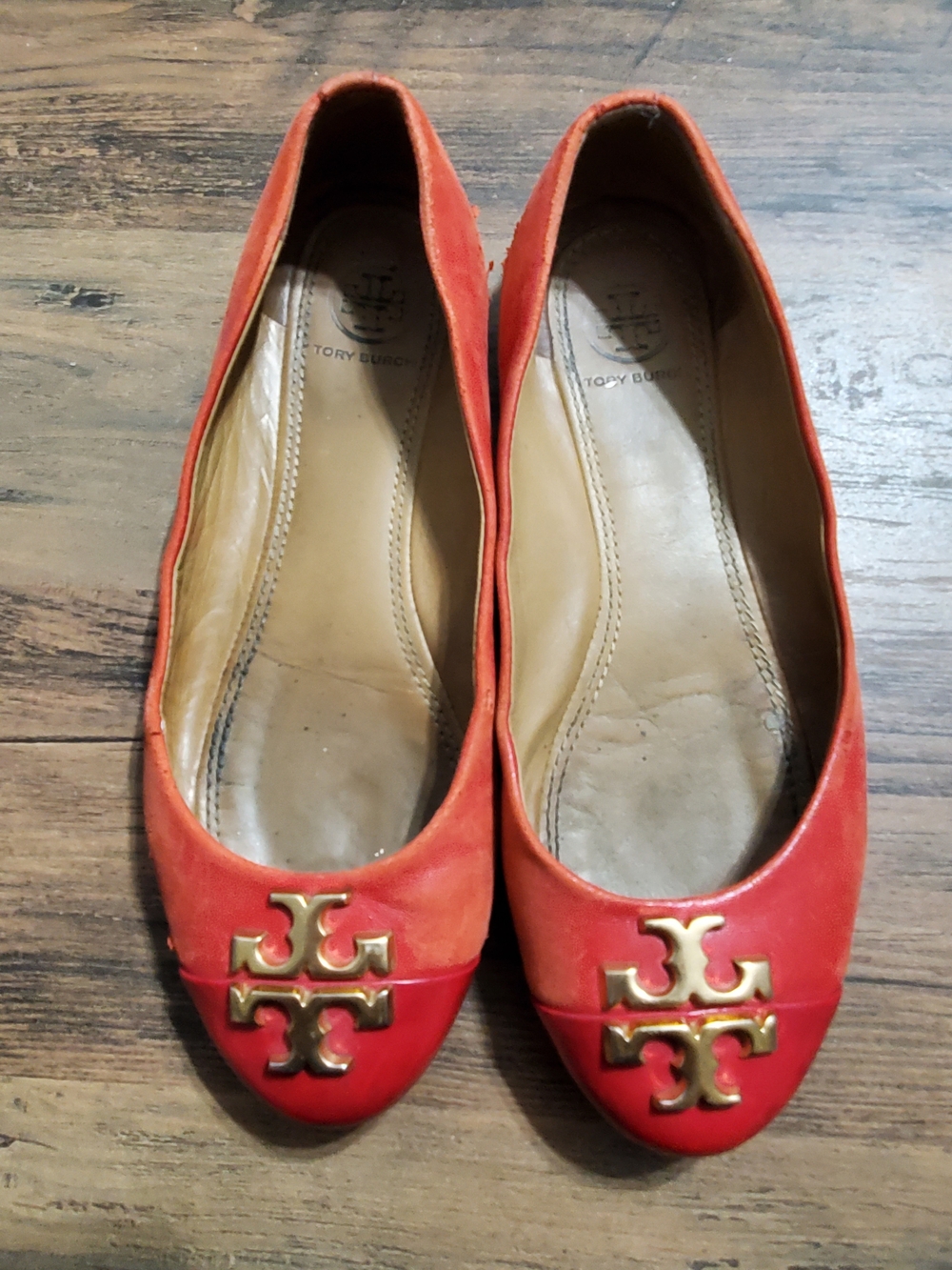 Tory Burch Red Suede Logo Ballet Flats